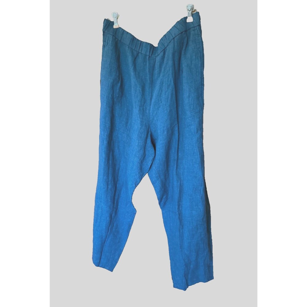 NWOT Eileen Fisher Teal 100% Organic Linen Lantern Pants Sz 1X